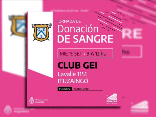 El GEI realizará una campaña de donación de sangre en la sede de Lavalle